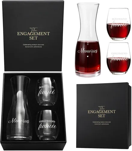 Miniatura 25 de AW BRIDAL Copas de vino Mr and Mrs Regalos de boda para parejas 2026, regalo de compromiso para parejas recién comprometidas, regalos de despedida