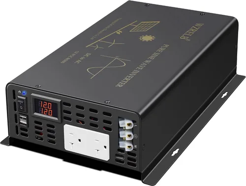 Miniatura 8 de WZRELB Inversor de onda sinusoidal pura continua de 1500W DC 12V a AC Inversor de potencia de coche 120V con puntos de alimentación dual de CA