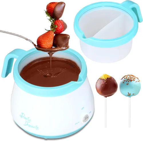 Party Desserts Olla de fusión de caramelo y chocolate con 2 ollas, olla de fondue eléctrica mini, derrite caramelo y chocolate en un par de minutos,