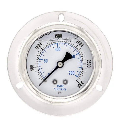 Miniatura 19 de PIC Gauges 204L-404F Manómetro de presión relleno de glicerina con brida frontal con carcasa SS/bisel, internos de latón, lente de PC, esfera de 4