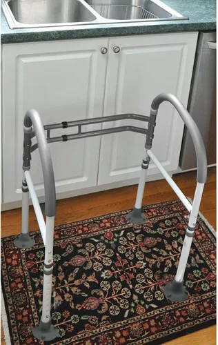Miniatura 7 de Vaunn Medical Marco de Seguridad Deluxe Ajustable y Plegable para Inodoro, Barra de Agarre y Apoyo para Manos en el Baño