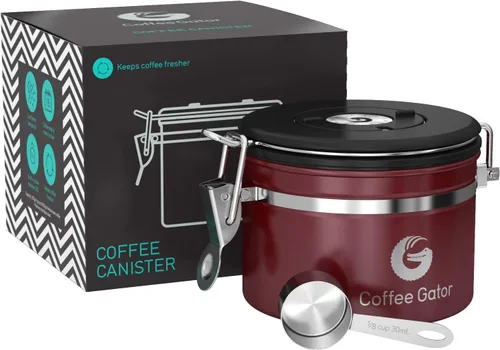 Miniatura 19 de Coffee Gator - Recipiente hermético de café de acero inoxidable de 22 oz para almacenamiento de alimentos en la cocina con rastreador de fecha, Gris