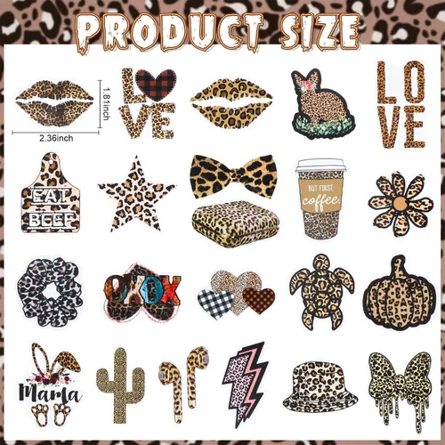 Miniatura 2 de Paquete de 100 calcomanías con estampado de leopardo, vinilo impermeable, estampado de guepardo, calcomanías estéticas de leopardo para mujeres