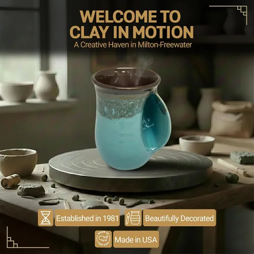 Miniatura 3 de Clay in Motion - Taza calentadora de manos para diestros, diseño Ocean Tide Marea del Océano