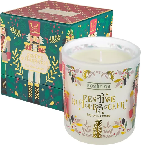 Miniatura 9 de ROMIIE ZOI Vela perfumada de Navidad - Vela de cera de soja de 6oz, reno navideño, infundida con aroma a menta - Caja de regalo de tartán escocés
