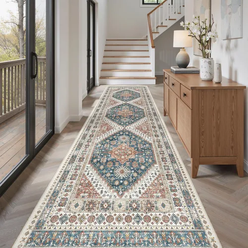 Miniatura 956 de Madane Tapete lavable de 2 x 10 pies para pasillo, cocina, recibidor, clásico, suave, antideslizante para interiores, casa de campo, baño, sala