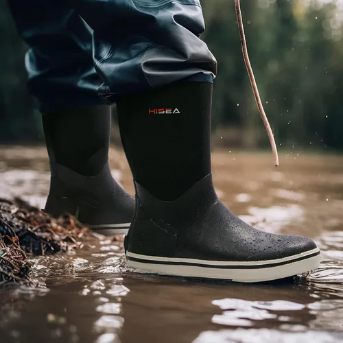 Miniatura 6 de HISEA Botas de lluvia de goma para hombre, impermeables, para jardín, pesca, exteriores