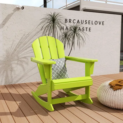 Miniatura 10 de WO Home Furniture Silla Mecedora de Patio al Aire Libre Tradicional HDPE Resistente a los Rayos UV (Negro)
