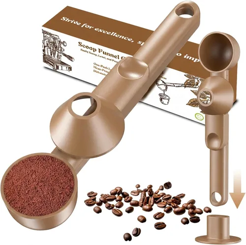 Miniatura 8 de Cuchara de café con embudo para café molido, proteína en polvo y té, para recarga reutilizable de taza K, 2 cucharadas sin desorden, diseño de Negro