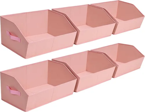 Miniatura 50 de Homsorout Organizador trapezoidal para armario, cestas grandes para organizar, caja de almacenamiento de tela para estantes, cubos de almacenamiento