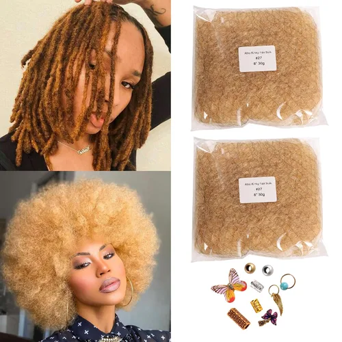 Miniatura 13 de Orientfashion 2 paquetes/lote de 1.06 oz/paquete de cabello humano afro a granel, 100% cabello humano afro rizado a granel para torsión, trenzado