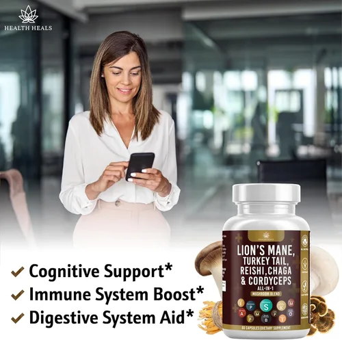Miniatura 4 de Suplemento de hongos con cola de pavo 2000 mg Reishi 1000 mg Cordyceps Chaga 1000 mg con raíz de malvavisco - 180