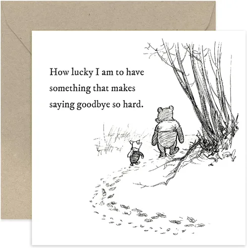Old English Co. - Tarjeta de felicitación de Winnie The Pooh para él o ella, cita de amistad de Winnie The Pooh y Piglet para hermana, prima, BFF –