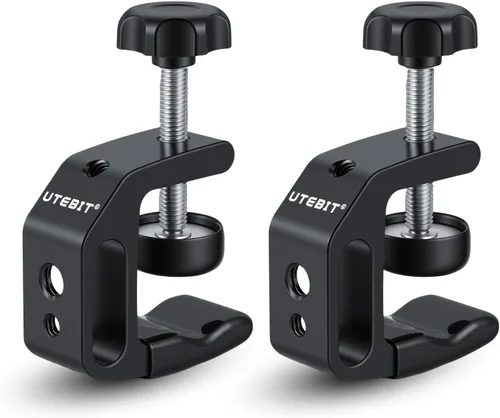 Miniatura 13 de UTEBIT 0.36"-1.2" Universal Aluminum C-Desk Clamp, Black Adjustable Support Clamp with 1/4" and 3/8" Thread for Desktop Mount Holder Flash Desks