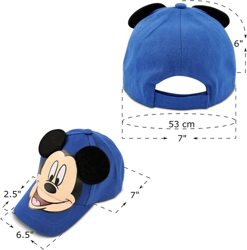 Miniatura 7 de Disney Gorra de béisbol de Mickey Mouse para niños, con orejas 3D, correa trasera curvada (4-7), Azul