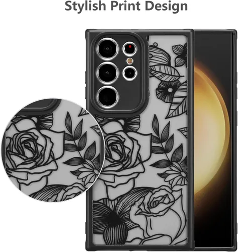 Miniatura 3 de XIZYO Funda delgada para Samsung Galaxy S22 Ultra con diseño floral rosa para mujeres y niñas, TPU a prueba de golpes, funda protectora para Galaxy