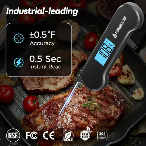 Miniatura 2 de Termómetro digital de lectura instantánea de 0.5 segundos para carne con precisión de ± 0.5 ℉, termómetro de alimentos para cocinar utensilios