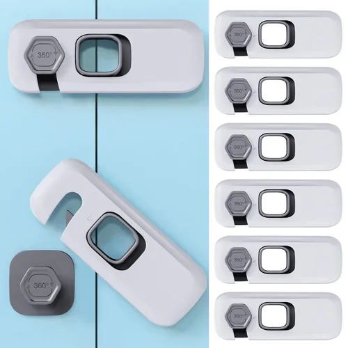 Miniatura 8 de NiHome Paquete de 6 cerraduras para refrigerador a prueba de niños, 6 cerraduras de seguridad para bebés para refrigeradores, armarios, cajones