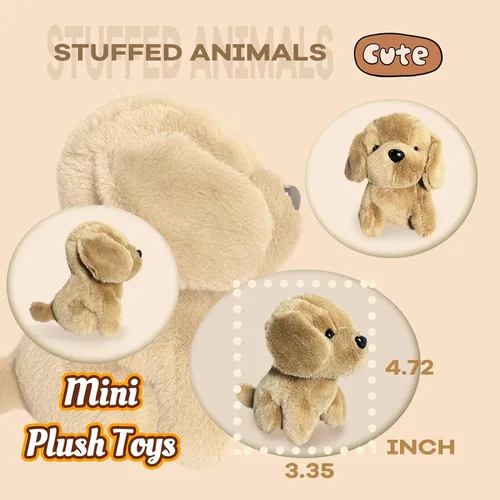 Miniatura 3 de Animales de peluche de perro marrón, juguetes de peluche Kawaii para niñas y niños, mini juguetes de peluche para perros, peluches lindos, animales