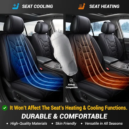 Miniatura 4 de OASIS AUTO Fundas para Asientos Delanteros de Automóvil, Fundas de Asiento Impermeables de Cuero Sintético para Automóviles Ajuste Universal