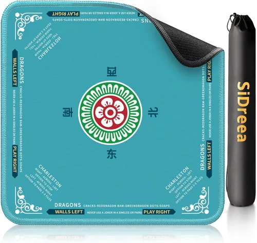 Miniatura 18 de Mahjong Mat 32.4 x 32.4 pulgadas, 0.118 in de grosor de goma antideslizante, tapete de mesa Mahjong con reducción de ruido, impermeable, tapete