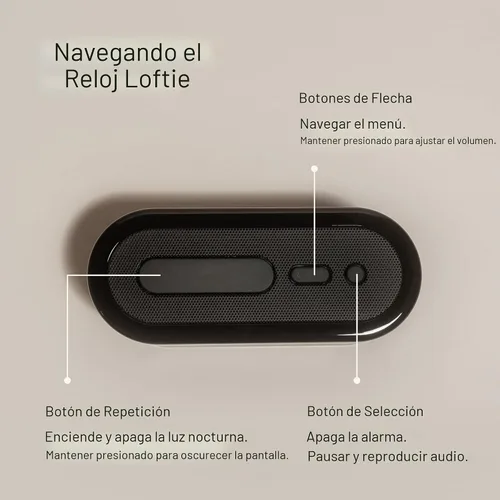 Miniatura 4 de Loftie Reloj despertador con máquina de sonido – Reloj despertador inteligente con luz nocturna, ruido blanco, altavoz Bluetooth, más de 100 sonidos