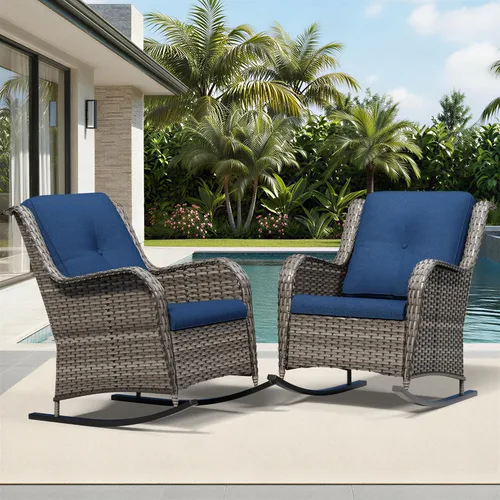 Miniatura 118 de Joyside Juego de sillas de mimbre para patio, juego de 3 piezas de mimbre para exteriores con 2 sillas reposabrazos y 1 mesa auxiliar para terraza