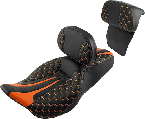 Miniatura 33 de Asiento de conductor, pasajero y piloto - SLMOTO Asiento de motocicleta de una pieza para 2 personas, compatible con Harley Touring Road King CVO