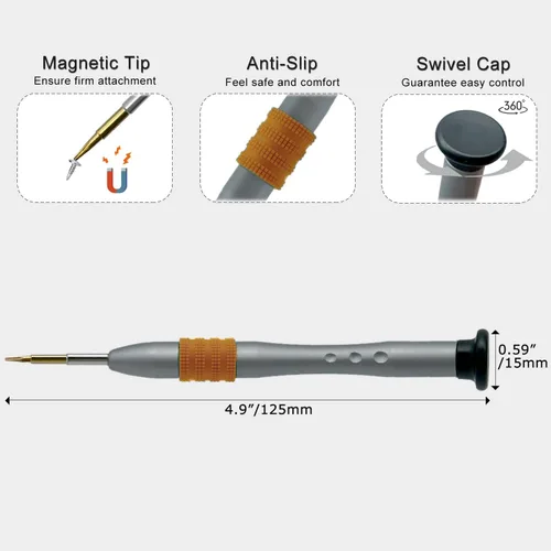 Miniatura 3 de Pentalobe - Destornillador P2 0.031 in TS1 PL1 para Apple iPhone Huawei P9 Mantenimiento, S2 cabeza de acero de alta aleación, punta magnética, tapa