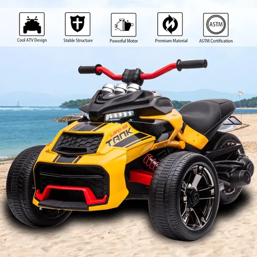 Miniatura 2 de Motocicleta ATV para niños de 24 V, juguete eléctrico para niños y niñas, 3 ruedas con modos de alta y baja velocidad, auto con luces LED