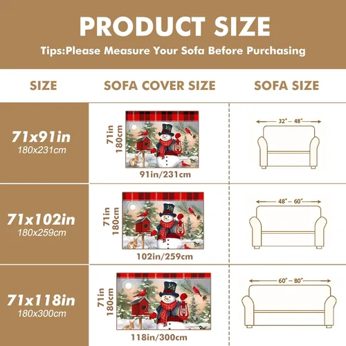 Miniatura 7 de Funda de sofá con estampado de muñeco de nieve de Navidad, fundas de sofá para sillón, funda resistente a las manchas, protector universal de muebles