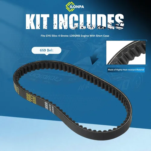 Miniatura 3 de Conjunto de embrague y variador con correa 669 para motor GY6 de 50 cc de 4 tiempos 139QMB con estuche corto Ciclomotor Tao Tao ATV