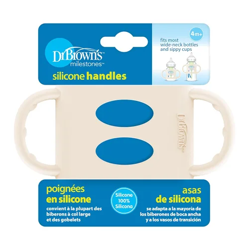 Miniatura 5 de Dr. Brown's® Milestones™ - Manijas de biberón de silicona 100% de cuello ancho, color crudo, paquete de 2