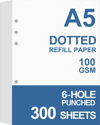 Miniatura 7 de Papel punteado A5, repuestos para planificador Filofax, organizador, carpetas, 6 agujeros perforados, 100 hojas/200 páginas, 100 g/m², blanco, 5.8 x
