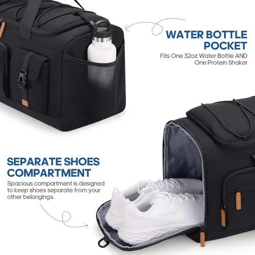 Miniatura 5 de Bolsa de gimnasio para hombres y mujeres con compartimento para zapatos y laptop, bolsa de viaje deportiva 3 en 1, mochila antirrobo para avión