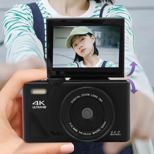Miniatura 3 de Cámara digital 4K para fotografía, enfoque automático de 18X, cámara de video retro con pantalla abatible de 3 pulgadas, cámara compacta de viaje