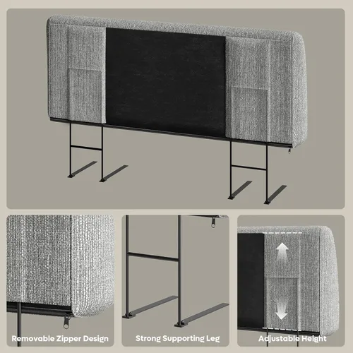 Miniatura 5 de Pinmoco Cabecero tapizado moderno para cama tamaño Queen, altura ajustable y cabecero ergonómico, fácil de montar, resistente y duradero, acabado