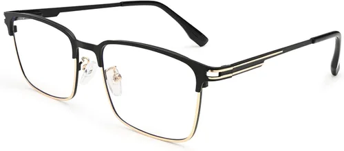 Dollger Gafas de luz azul para hombre, rectángulo de metal, con bloqueo de luz azul, lentes fotocromáticos de moda para computadora