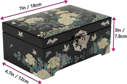 Miniatura 5 de February Mountain Caja organizadora de joyas de nácar con bandeja para anillos, regalos para mujeres, regalo único para mujeres que lo tienen todo