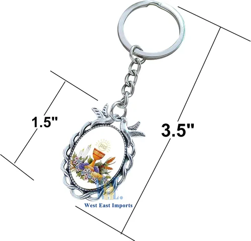Miniatura 3 de Llavero de primera comunión (12 piezas) Recuerdos de Primera Comunión Niña/Niño Llavero Regalo para invitados niño niña, plateado