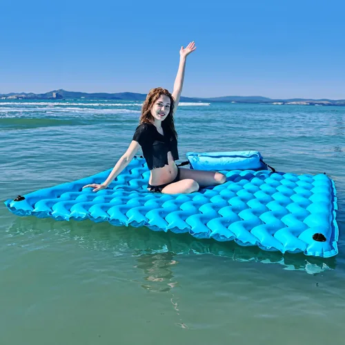 Miniatura 10 de Alfombra flotante inflable gigante mejorada 2025 - Flotador de piscina para adultos con hamaca para piscina, piscina, playa, lago para fiesta