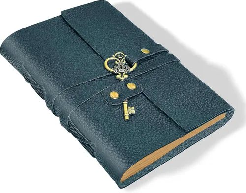 Miniatura 12 de Diario de cuero de 5 x 7 pulgadas, cuaderno de cuero genuino con llave para hombres y mujeres, caja de regalo, 280 páginas de líneas, diario