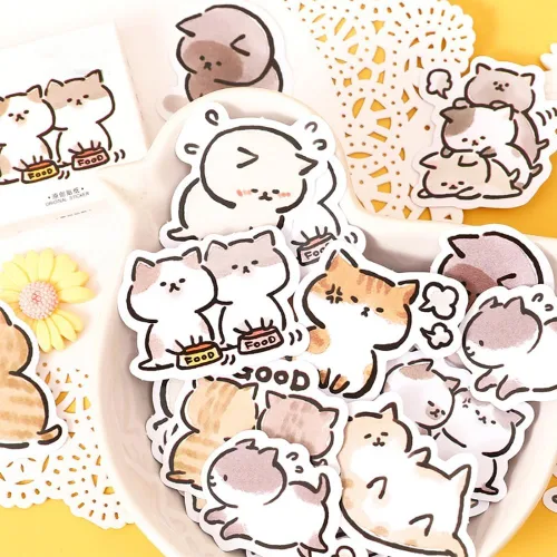 Miniatura 6 de 45 piezas de lindas calcomanías de gato para álbumes de recortes, diario de viñetas, decoración DIY, planificadores, maletas, diario, cuadernos