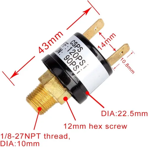 Miniatura 6 de Etopar 12V Heavy Duty 90-120 PSI Interruptor de Control de Presión Válvula Compresor de Aire Bomba de bocina Regulador de Tren de Coche