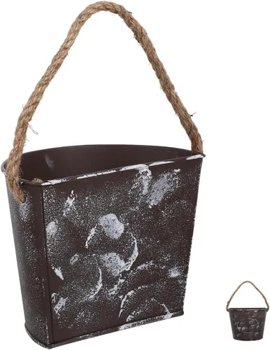 Miniatura 4 de Abaodam Maceta colgante de pared de hierro rústico con cuerda duradera para interiores y exteriores, jardín, patio, decoración del hogar, 7.08 x
