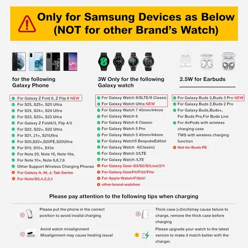 Miniatura 2 de Cargador múltiple para Samsung, cargador plegable SOLO para Galaxy Watch Ultra/7/6/5/4/3/Active 2, estación de carga rápida de viaje 3 en 1/Dock
