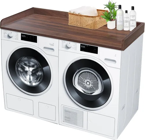 Miniatura 9 de Royxen Encimera de Lavandería de Madera Maciza, Encimera para Todas las Lavadoras y Secadoras de Carga Frontal, Espacio Extra para la Lavandería