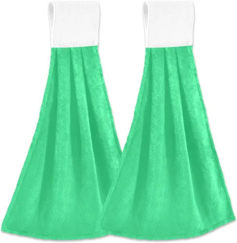 Miniatura 13 de Juego de 2 toallas de mano amarillas y naranjas, suaves, absorbentes, decorativas, para baño, secado rápido, barra de té, toalla colgante para baño