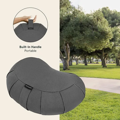Miniatura 3 de Retrospec Sedona Zafu - Cojín de meditación con relleno de casco de trigo sarraceno, soporte ajustable para equipos de yoga y pilates, funda