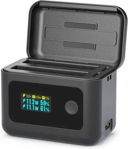 Hub de cargador de batería inteligente para accesorios de aire Insta360 X4, estuche de carga rápida dual de 24 W con pantalla LCD, muestra batería